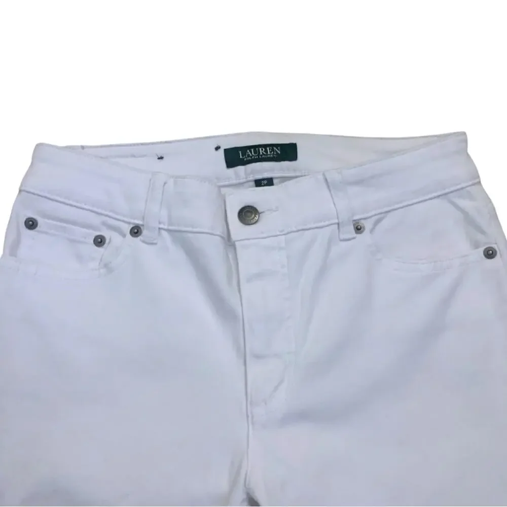 Ralph Lauren White Straight Jeans Size 2 Petite Stretch Denim Summer - Picture 3 of 9